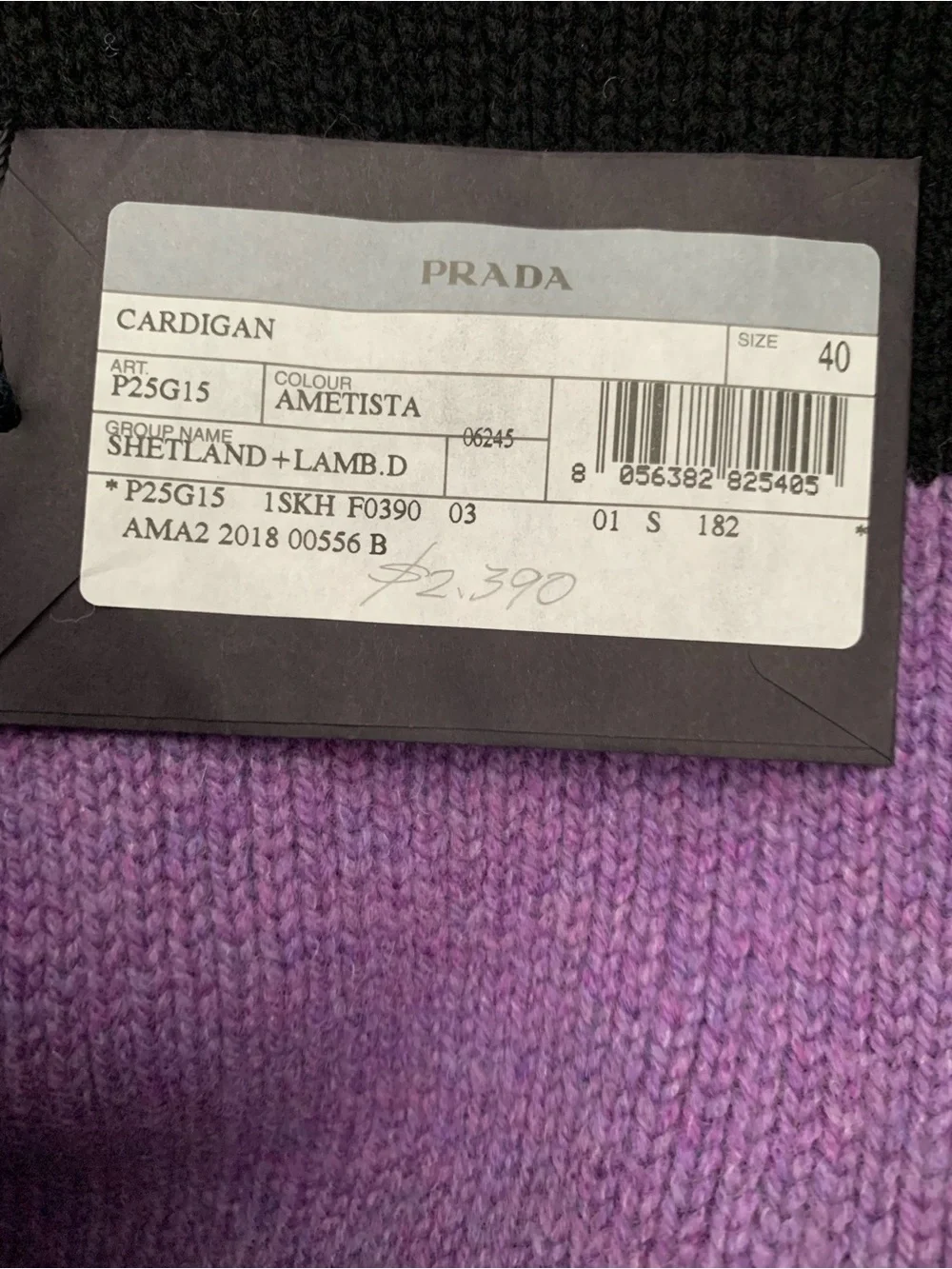 Prada virgin wool zip up cardigan coat fox fur hood amethyst NWT